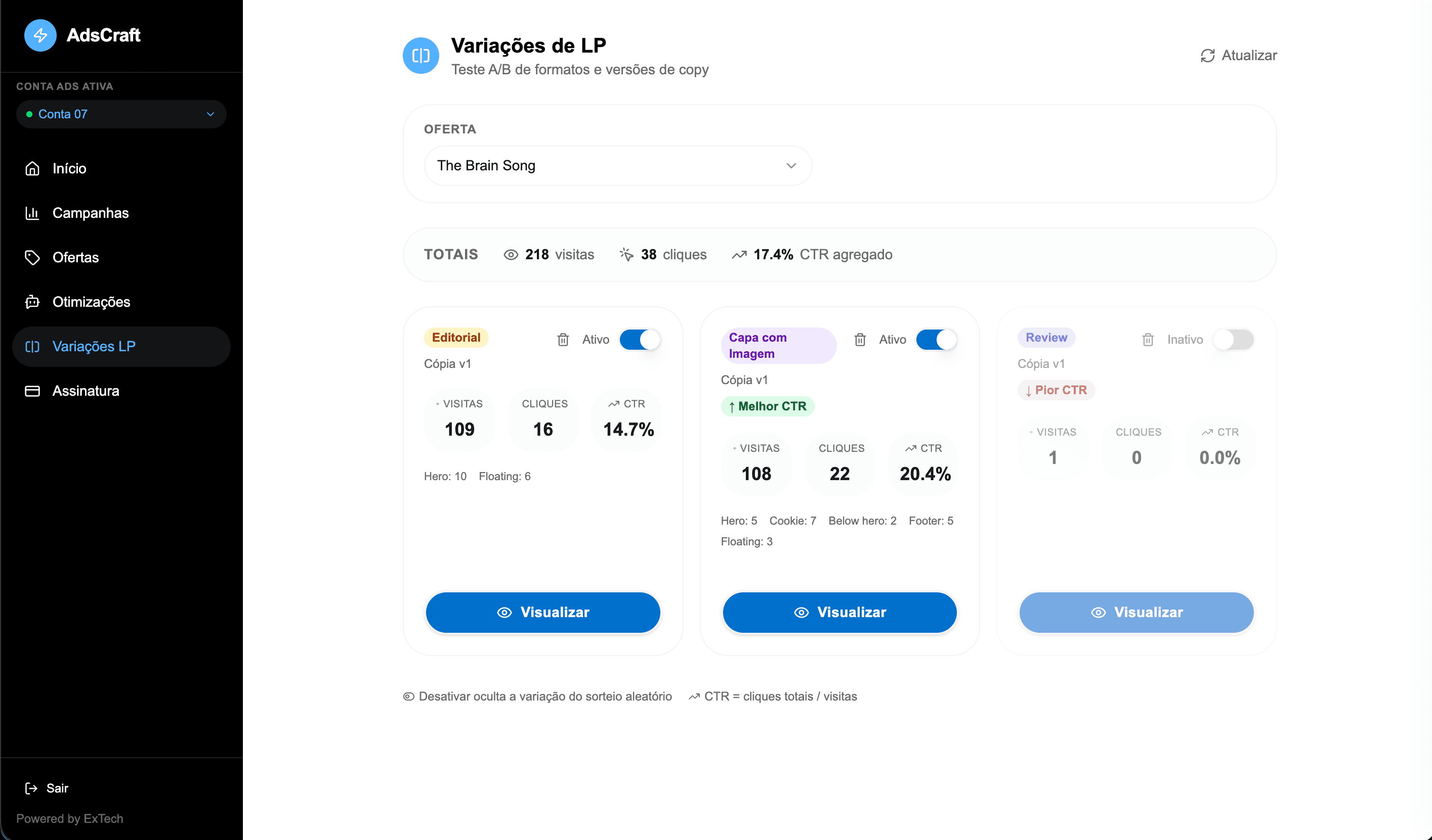 Visual desktop da seção de ofertas